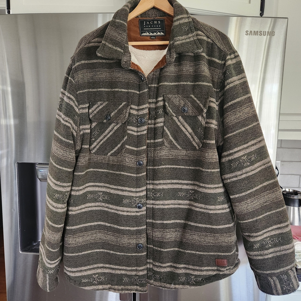 Jachs Men's Fleece Lined Jacket - Green  and Tan, L